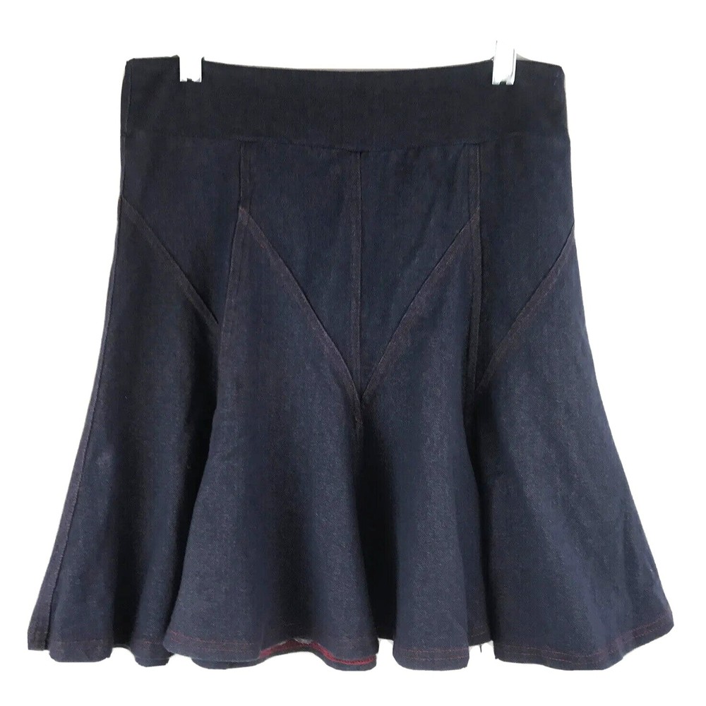 Laura Hlavac Womens Sz Small 4 6 Skirt Blue Fit & Flare Red Stitch Stretch Y2K